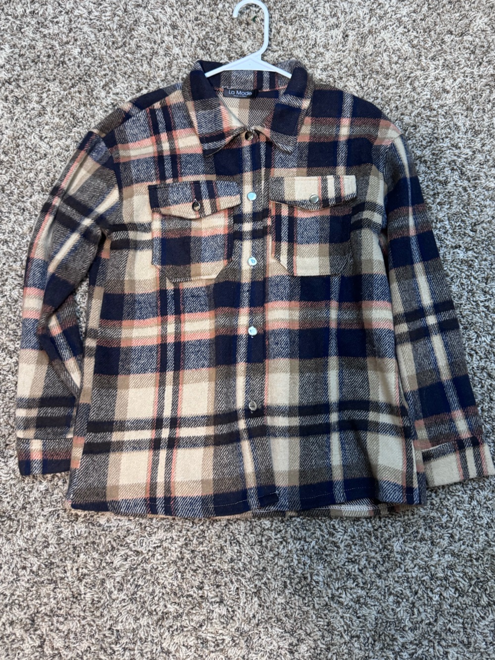 La Mode Plaid Snap Button Flannel Shirt Size Small